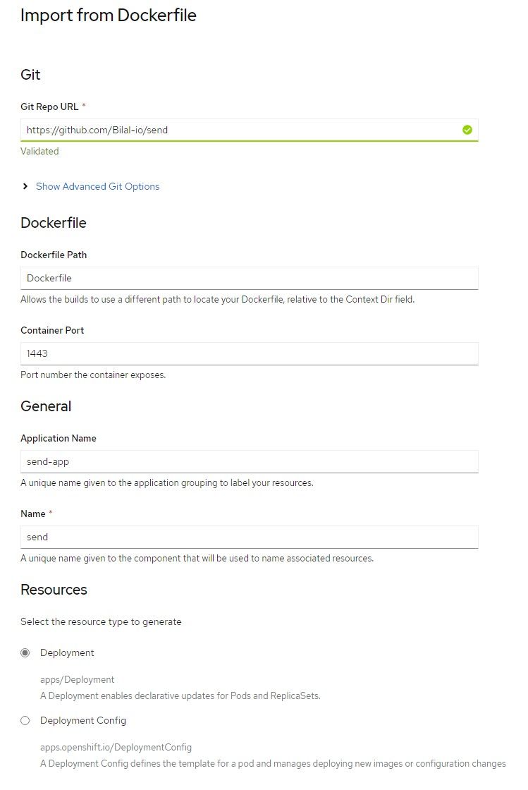 Add From DockerFile form: First section